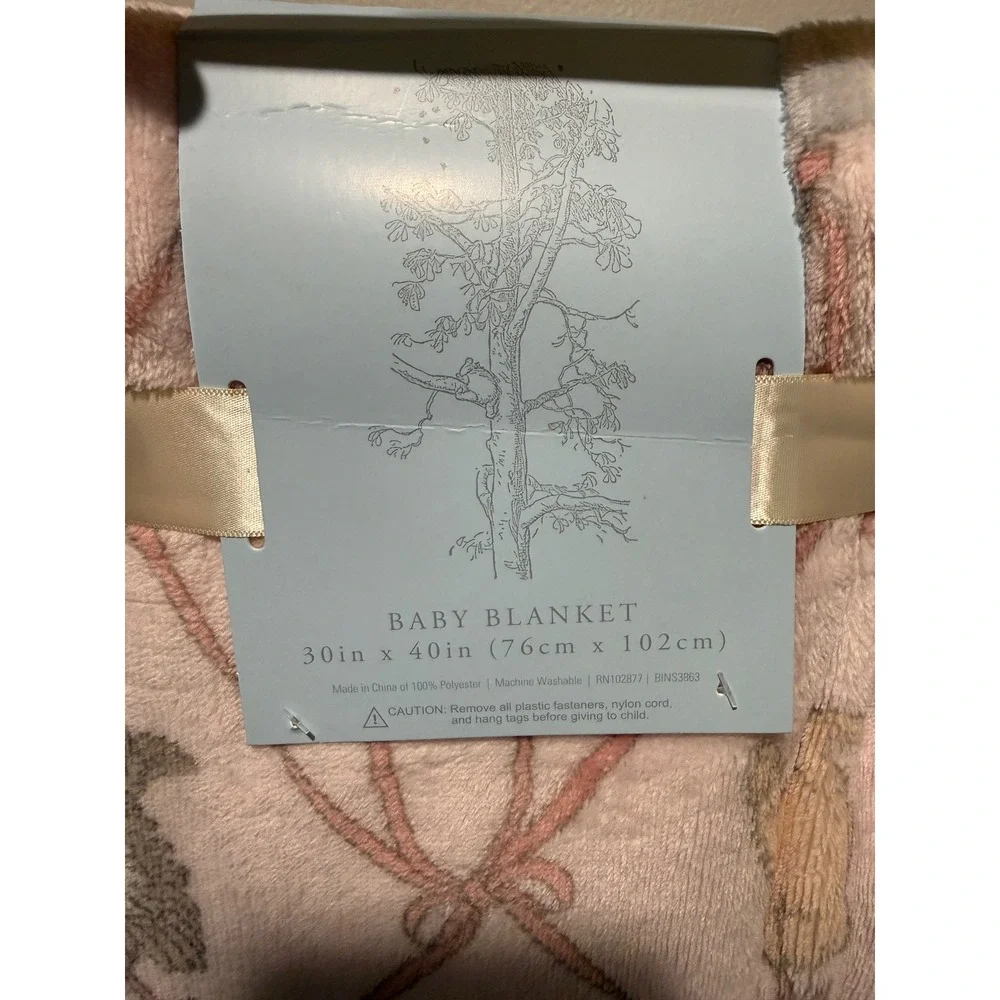Pooh Bear Collection Pink Sherpa Baby Blanket Winnie the Pooh 30x40 NEW